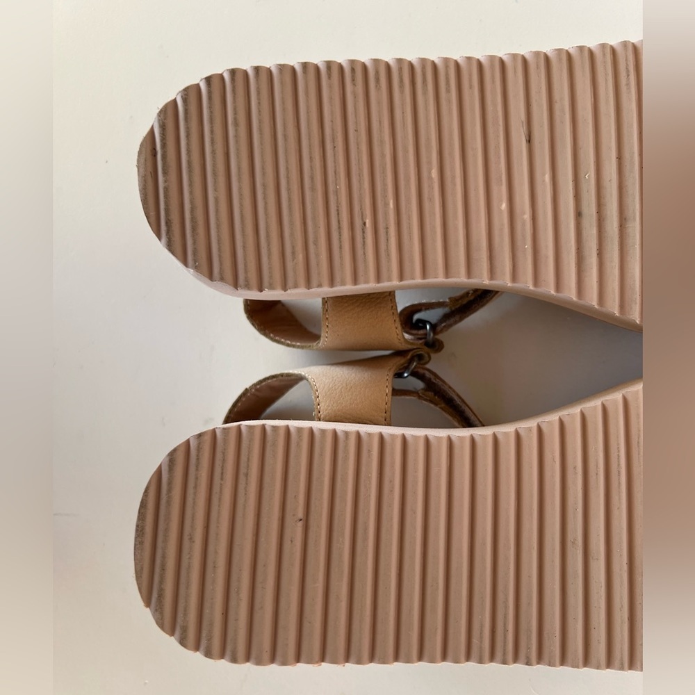 Madewell The Maggie Leather Strap Platform Sandals Colorblock Sandstone Tan, 8.5 - Picture 12 of 12